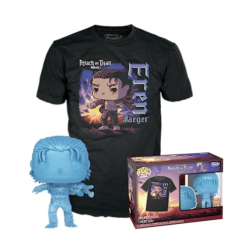 Funko Pop! & tee: Aot - Eren Yaeger with Marks - Large - (L) - Attack On Titan - Camiseta, Franela - Ropa con Figura de Vinilo Coleccionable - Idea de Regalo - Juguetes y Camiseta de Manga Corta