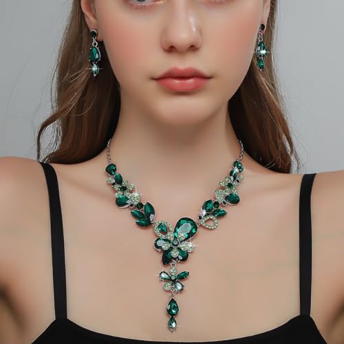 Image of Shining Diva Fashion Stylish Design Fancy Crystal Necklace Jewellery Set for Women | Trendy Celebrity Inspired Jewellery