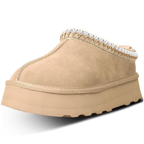 Women's Platform Slippers Comfy Mini Boots Fur Fleece Lined Short Ankle Boot Fluffy House Slippers for Indoor Outdoor