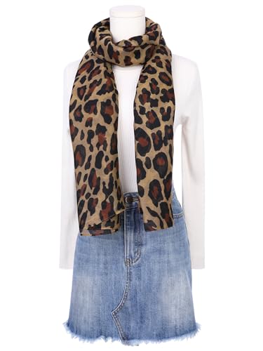 Women's Leopard Printed Long Scarf, Lightweight Soft Sheer Head Wrap Shawl Scarves for All Season2