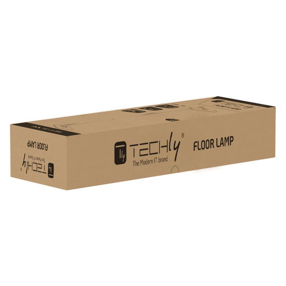 Techly 624322 Lampada LED da Pavimento Ricaricabile con Altezza Regolabile, Bianca Bianco