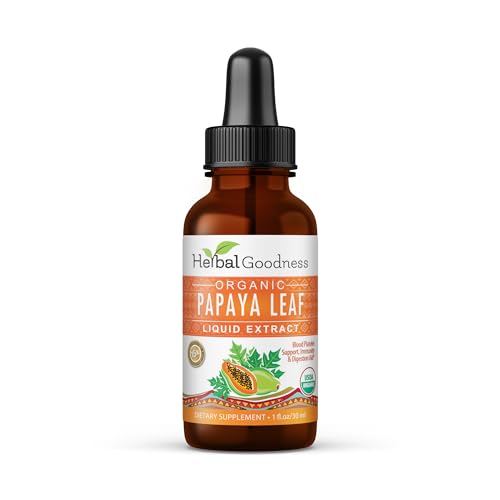 Herbal Goodness Papaya Leaf Extract 1oz 15X Concentrated Organic Papaya Liquid Supplement | Papaya Enzyme Drops for Platelet Support Digestive Health & Immune Support | Non-GMO Vegan Gluten-Free
