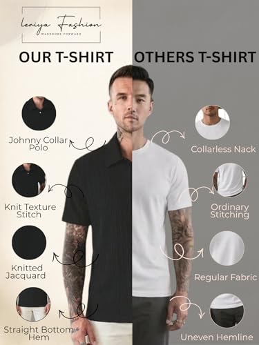 Image of Leriya Fashion Branded Polycotton Tshirt For Man | Men's Summer Textured Polo T-Shirt | Stylish Half Sleeve Collared Tee | Soft Breathable Knit Fabric | Regular Fit Casual Polo for Office, Travel & Everyday Wear