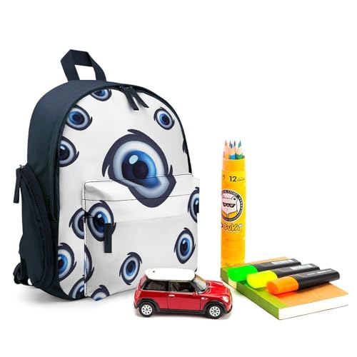 Evil Eyes Backpack Small Book Bag with Side Pocket, Lightweight Durable Backpack, Travel Rucksack, Blue-style3