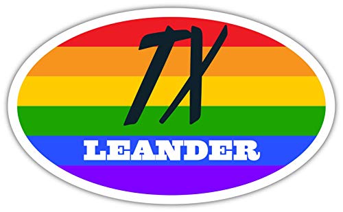 Leander TX Texas Williamson County Rainbow Pride Flag 6 Stripes Pride Flag Euro Decal Bumper Sticker 3M Vinyl 3" x 5"