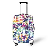 Homeyang Funda Maleta Cabina Graffiti Naranja Púrpura Funda Maleta Protectora Elástico Spandex Poliéster Lavable Cubierta de Equipaje 18-32 Pulgadas Fundas Maletas de Viaje (S)