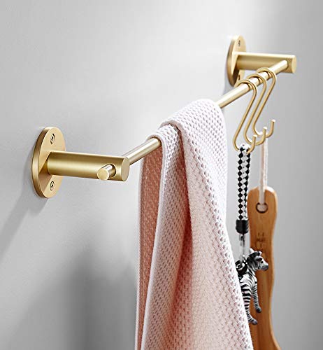 Hanging Hooks 5 Pieces,Brass S Shaped Hook Hangers For Kitchen Bathroom,Brushed Gold #TOP2