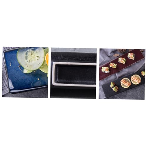 Plato rectangular de cerámica rojo para sushi y sashimi miniatura 4
