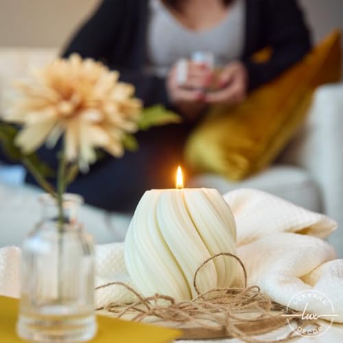 Luxanna Décor Spiral Soy Wax Candle – White Minimalist Aesthetic Home Décor | Long-Lasting Citrus Scent | Handcrafted Gift for Women, Birthdays, Housewarming, Holidays - Image 3
