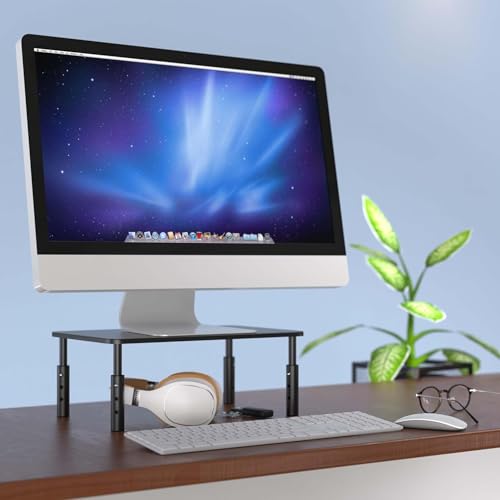 Image of amazon basics Monitor Stand /Laptop Stand for Desk | Compatible with 24 inch,27 inch,29 inch and 32 inch Inch, Laptop, PC, and Printer | Height Adjustable | Durable Steel Construction