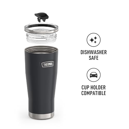 Image of THERMOS ICON SERIES Stainless Steel Cold Tumbler with Slide Lock, 24 Ounce, Granite