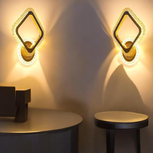 Image of Keyplus Golden Modern LED Wall Light for Living Room Bedroom, 3 Color Changeable Wall Lamp (Cool, Warm, Natural White) Designer Decorative Wall, Pack of 1,