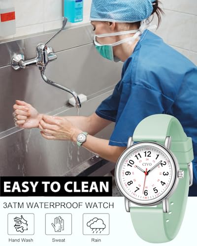 Image of CIVO Nurse Watches for Women Men: Analog Waterproof Watch with Second Hand Easy-Read Dial - Gifts for Nurses Doctors Medical Student