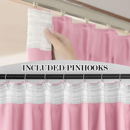 ABBRIGE Pink Curtains Blackout for Bedroom 2 Panels Set - Baby Blush Pink Pretty Room Decor - Back Tab and Rod Pocket with Hooks for Ceiling Track System - Image 3