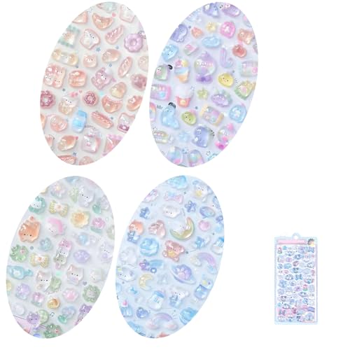 BaraRose �Ղ��Ղ��V�[�� 3D ���� �J�[�g�D�[�� ���� �{���{���h���b�v �V�[�� �Ղ����� �X�e�b�J�[ DIY �蒠�p �g�ѓd�b����p 4��Z�b�g (���� C�^�C�v)