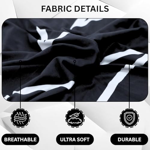 Image of Lukzer 3 Seater Black Stripe Pattern Universal Sofa Cover | 360 Fully Covered Anti-Slip Washable Couch Cover Protecter | 140 GSM Stretch Fit Polyester + Spandex Slipcover (180-230cm /SC-027-03)