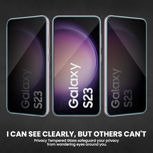 Image of ArmourPro Privacy Tempered Glass Compatible for Samsung Galaxy S23 and Samsung S22 (6.1 Inch) Edge to Edge Coverage with Easy Installation kit & Cable Protector | Black Anti-Spy Privacy Protection