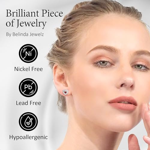 Women's Earring Heart Shaped Push Back Stud Earrings Real Sterling Silver Shiny Gem Natural Gemstone Birthday Party Casual Wedding for Gifts4