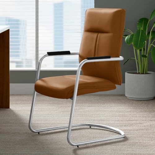 Image of Interio by Godrej La Sede Visitor Leather Executive Chair Dark Tan