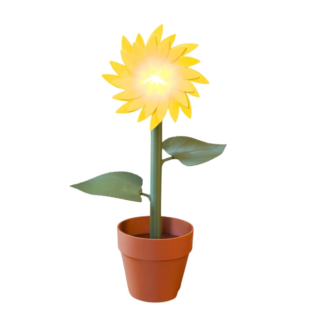 Shopizta Sunflower Lamp with Adjustable Light Center, Realistic Petal Design – Unique Tabletop Lighting for Home Decor, Great Addition to Any Room