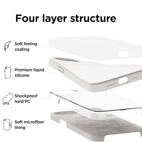 Image of DIZORO Compatible with iPhone 17e / iPhone 16e Case 6.1 inch Liquid Silicone 3 Layers Full Covered Soft Gel Rubber Phone Case,Shockproof Protective Cover with Anti-Scratch Microfiber Lining-White