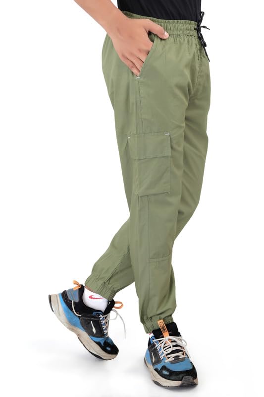 Image of Boys Cotton Basic Cargo Jogger Pants - Slim Fit - Available in L and XL