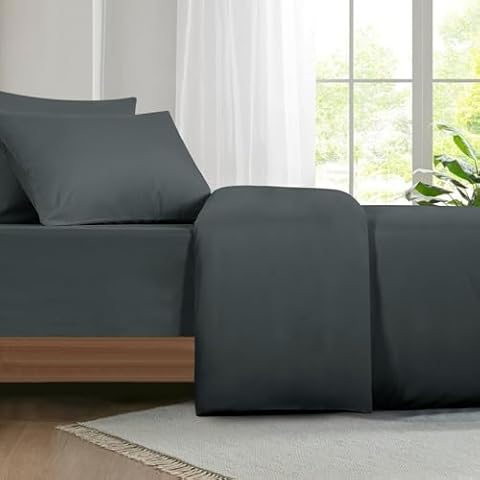 Aisbo Double Duvet Set with Sheet - Dark Grey Cover