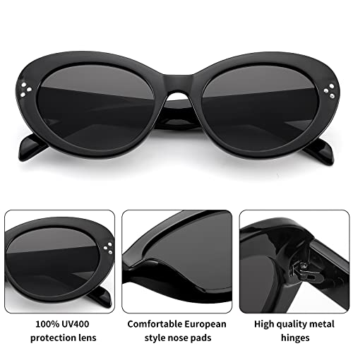 FEISEDY Y2k Oval Sunglasses Womens Thick Bold Retro Clout Goggles Round Cateye Shades B23134