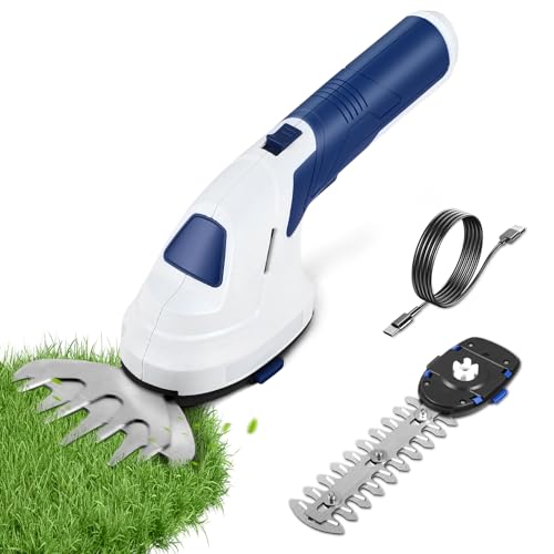 Neulriscn 2 in 1 Cordless Hedge Trimmer and Grass Shear, 7.2V Electric Grass Trimmer Hedge Shear,...