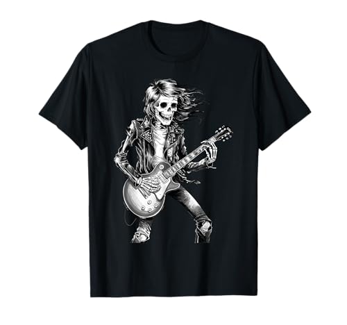 Skeleton Guitar Guy Rock And Roll Band Rock On T-Shirt