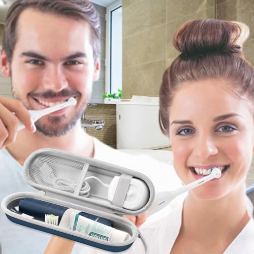 Image of Toothbrush Travel Case for Oral B /Oral-B Pro 1000 1500 5000 7000 & Philips Sonicare 4100 1100 5300 5100 6100 /iO Electric Toothbrush, Hard Protective Storage Bag, Deep Blue, M, Hard Travel