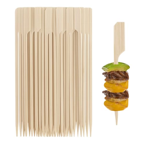 100 Pics 12 cm Brochette en Bois, pic a Brochette, Piques Brochettes, Bambou pour Apéritif, Cocktails, Amuse-Bouches, Fruits, Sandwichs, Collations, Barbecue