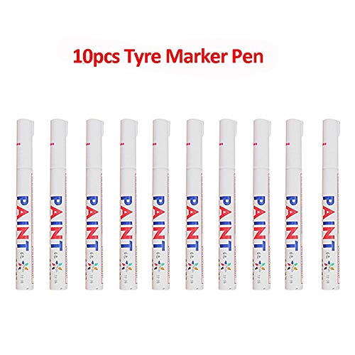 Rotuladores de pintura permanente para neumáticos, 10 unidades, resistentes al agua, para coche, motocicleta, bicicleta, ruedas de bicicleta y la mayoría de otras superficies blanco