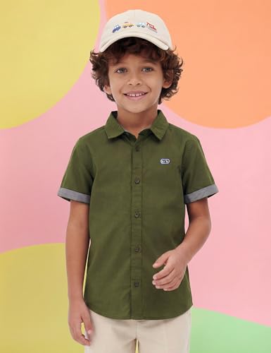 Image of Amazon Brand - Symbol Boys 100% Cotton Solid Casual Shirt | Half Sleeves | Regular Fit | Age 2-14 Years