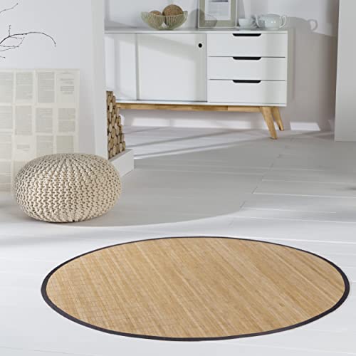DE-COmmerce Tapis en Bambou HIGHQ – Tapis Rond en Bambou avec Bordure, antidérapant, Ø 90 cm