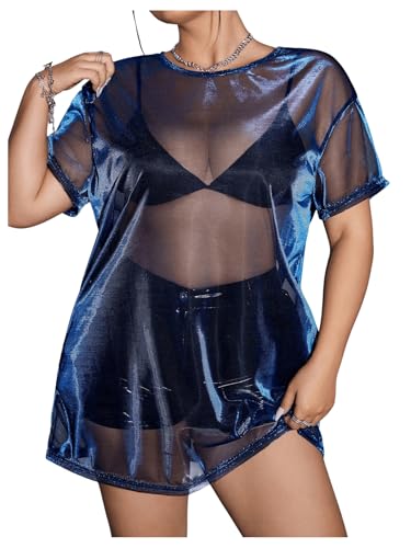 Amazon.com: SHENHE Women's Plus Size Sexy See Through Mesh Short