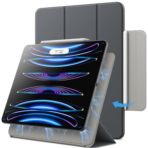 JETech Magnetic Case for iPad Pro 12.9 Inch 2022/2021/2020/2018 (6th/5th/4th/3rd Generation), Pencil 2nd Charging