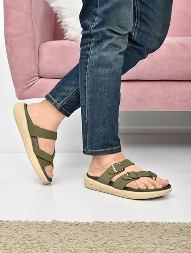 Image of HEALTH FIT Extra Soft Premium Classic Cushion Sliders /with Adjustable Buckle Strap & Light Weight Anti-SkidWaterproof Luxurious Slippers for Men's HF119
