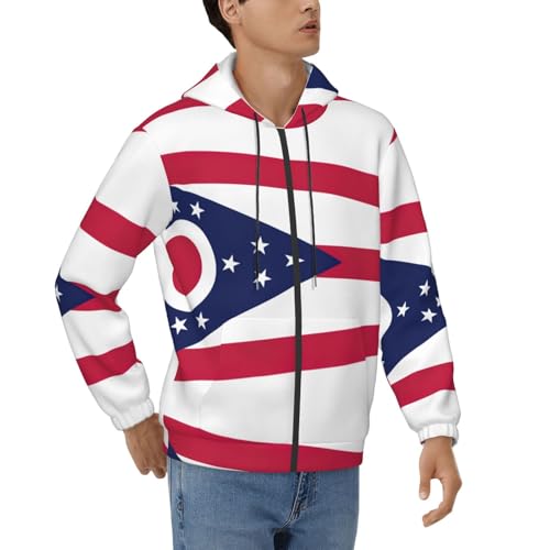 Sweat à capuche homme Ohio EdWal veste zippée sport manches longues à cordon imprimé USA
