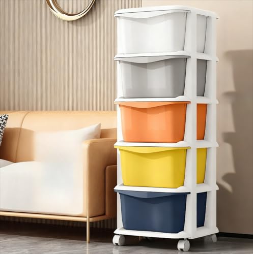 【Vofuxo】 収納チェスト タンス 収納ボックス 収納ケース 収納棚 プラスチック 耐荷重 キャスター付き 引き出し式 多機能 おもちゃ 衣装ケース キッチン収納 隙間収納 使いやすい(モダンな色,5層)