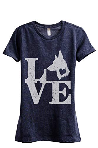 Thread Tank Love German Shepherd Dog Women's Fashion Relaxed T-Shirt Tee Heather Navy