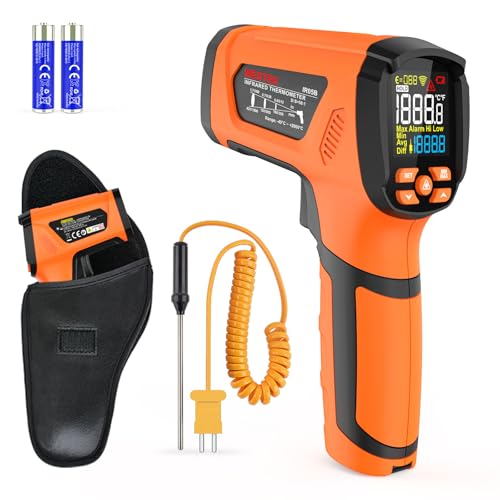 Thermomètre Infrarouge MESTEK Pistolet Temperature Laser Pyrometer Sans Contact LCD -40°C~2000°C avec LCD Couleur pour Cuisine l'industrie HVAC Forge...