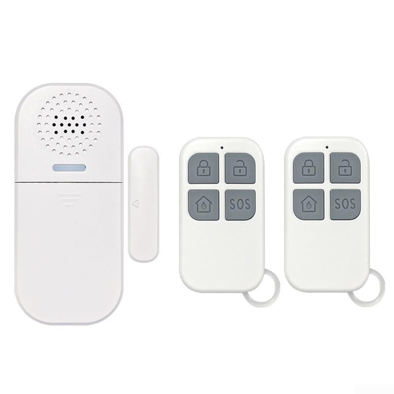 Alarma de seguridad para puerta con sonido ajustable de 130 dB, 2 controles remotos y 5 modos de alarma, incluyendo SOS y timbre abierto de puerta para una protección fiable