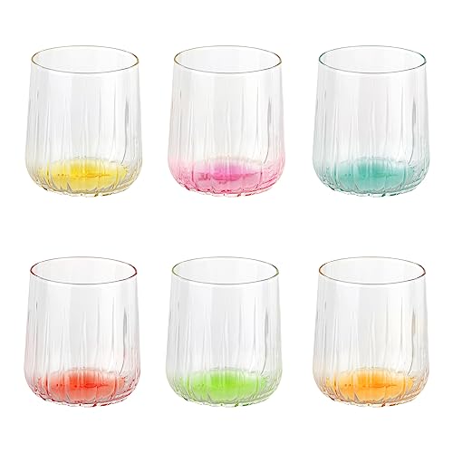 Set 6 bicchieri in vetro con fondo colorato Nova Pasabahce