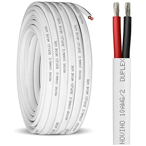 10 Gauge Marine Wire,10ft 10 AWG Duplex Marine Grade Wire Tinned Copper Boat Cable,Marine Electrical Wire for Boat/Marine/Automotive etc Outdoors Wiring Cover