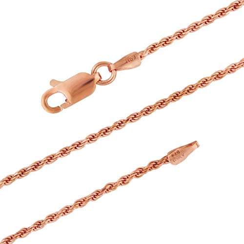LXGGUC Accesorios para niñas kt oro rosa sterling plateado mm cadena cuerda cortada diamante collar sólido sin níquel italiano, regalo cumpleaños de 14-36 pulgadas