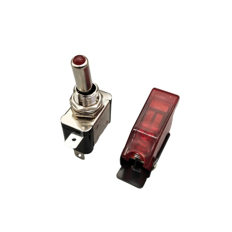 Auto Car Boat Truck Illuminated Led Toggle Switch with Safety Aircraft Flip Up Cover Guard Red Blue Green Yellow White 12V 20A(A Set of Green)