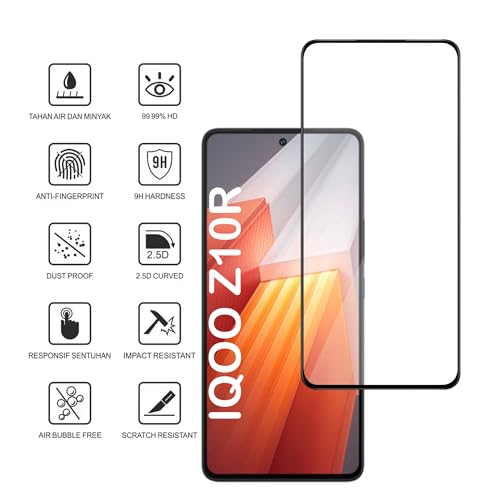 Image of Amazon Brand - Solimo Tempered Glass Screen Protector Compatible with Iqoo Z10R 5G Transparent Protective Film [Clear HD]