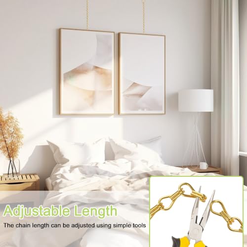 Image of Picture Rail Hooks and Chain, 6Pcs Hooks with 1M Chains, Gold