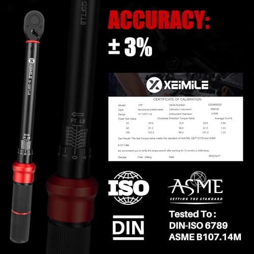 Image of 3 /8-Inch Drive Click Torque Wrench-10-120 Ft-Lb for Car Motorcycle